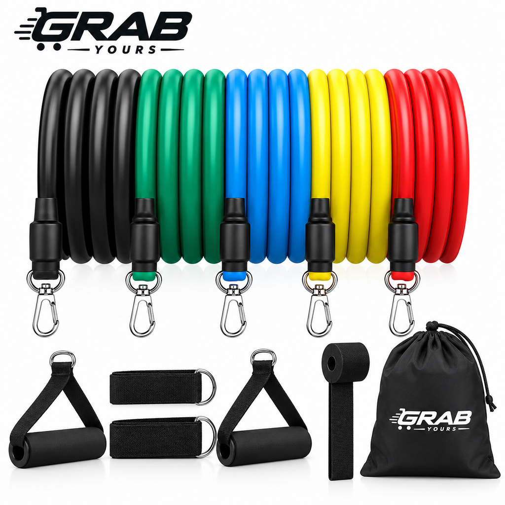 Grab Yours™ 11-Piece Resistance Bands Set with Handles