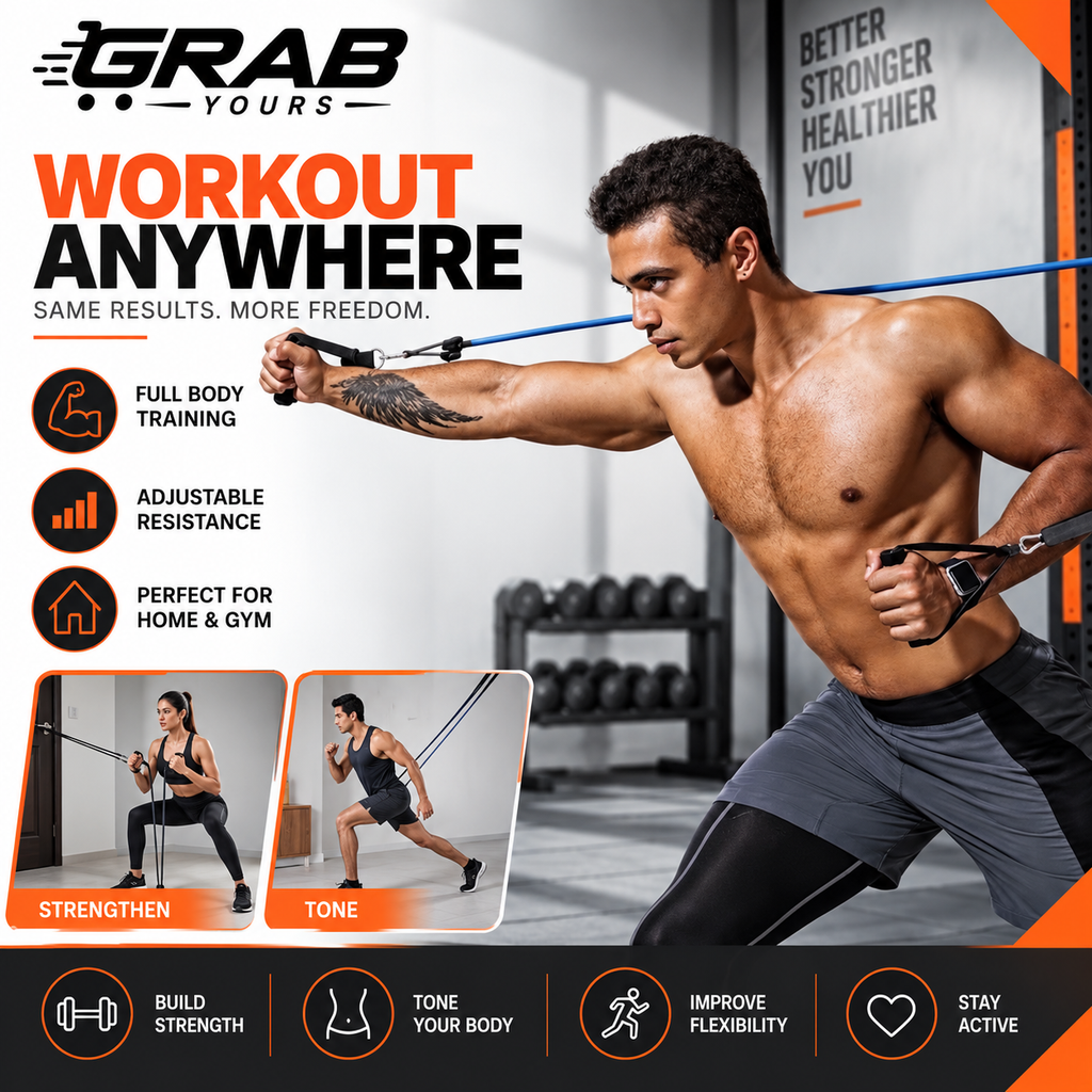 Grab Yours™ 11-Piece Resistance Bands Set with Handles