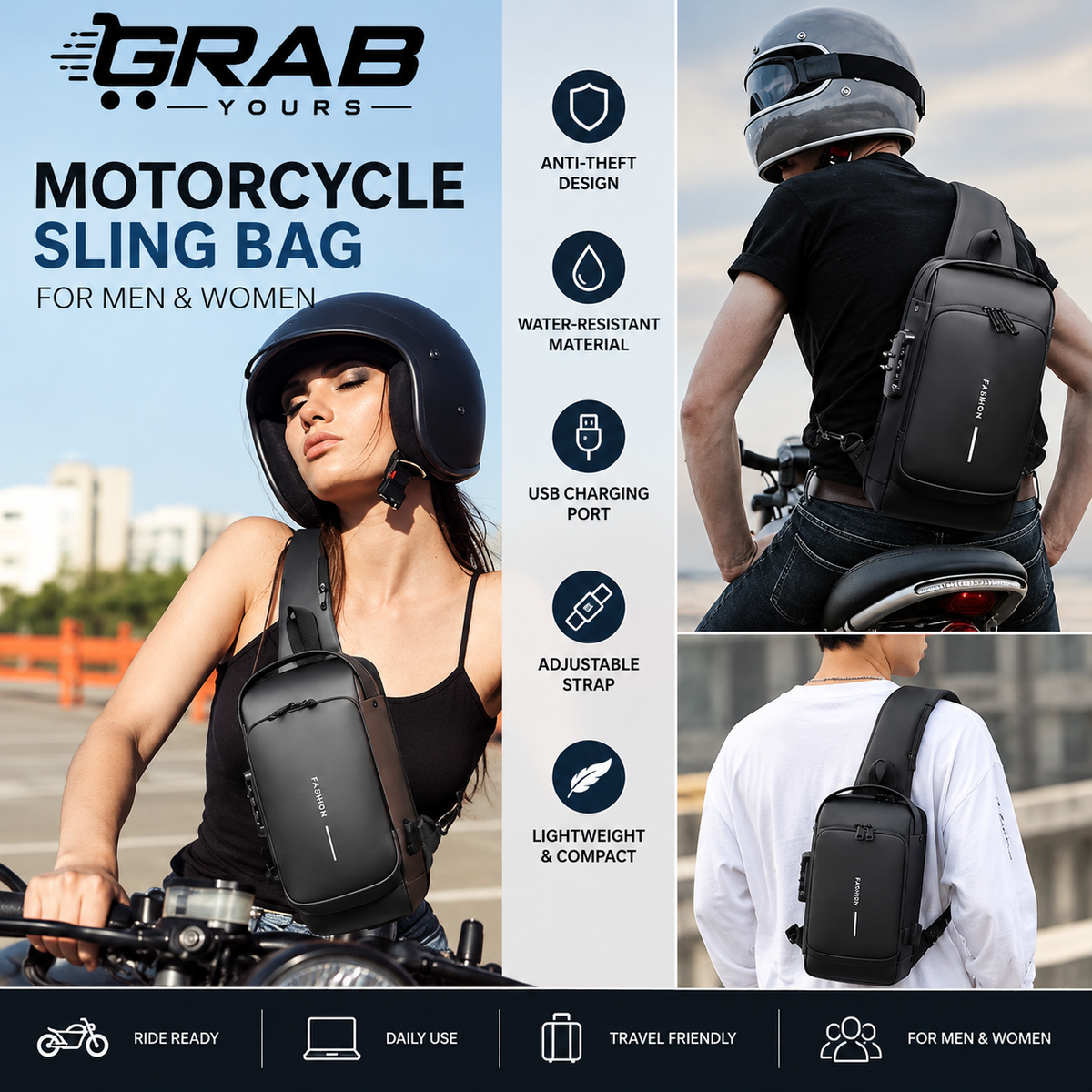 Grab Yours™ UrbanSling Crossbody Bag  Full product title: