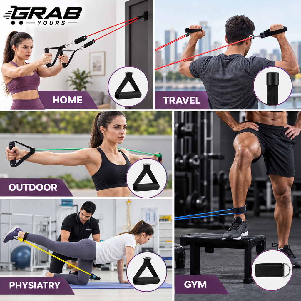 Grab Yours™ 11-Piece Resistance Bands Set with Handles