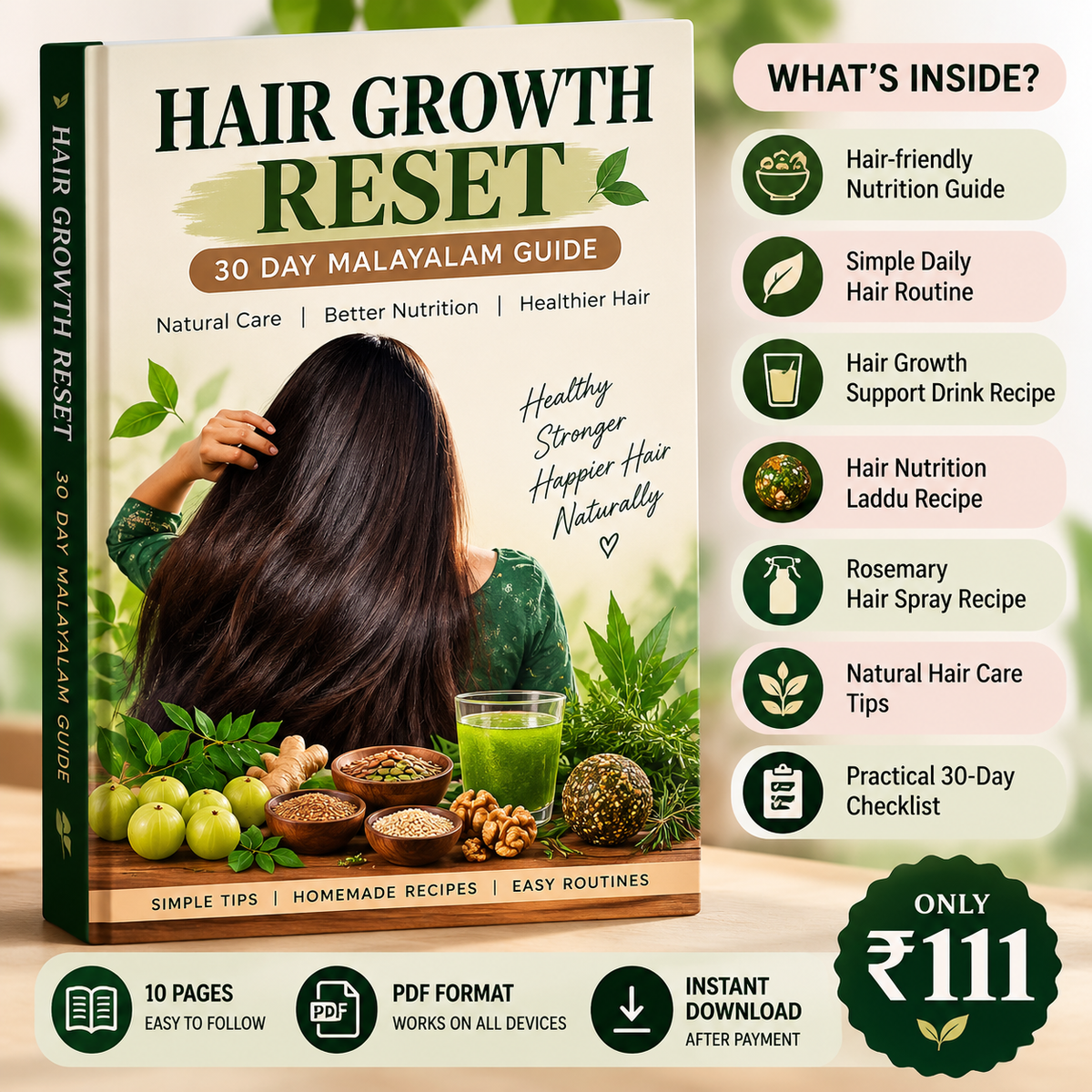 🌱 Hair Growth Reset – 30 Day Malayalam Guide